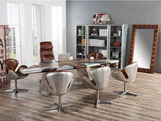 Vintage Leather Aviator Swan Chair