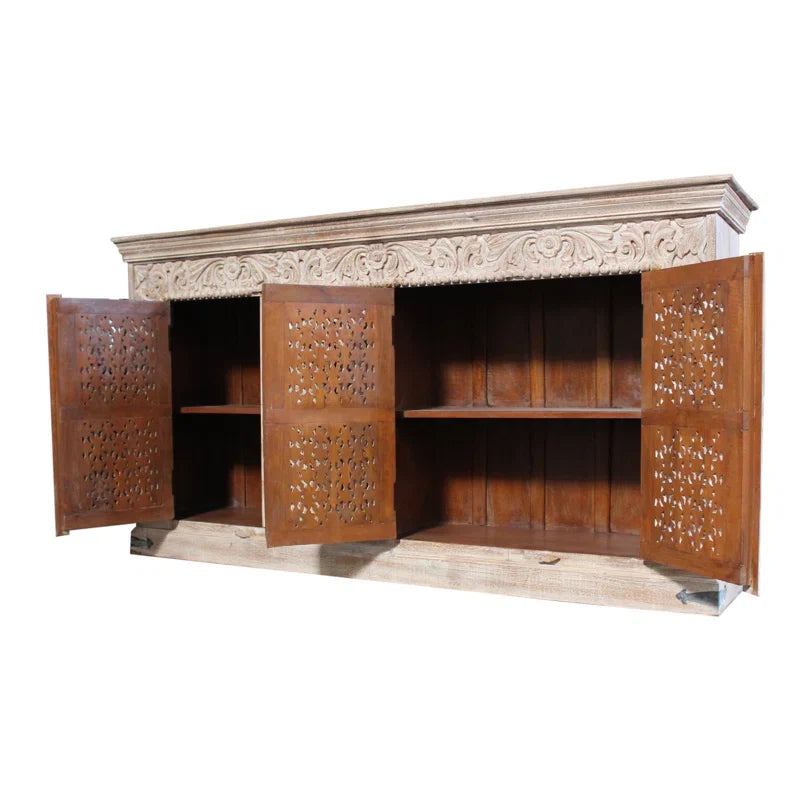 Hand-Carved Wooden Sideboard