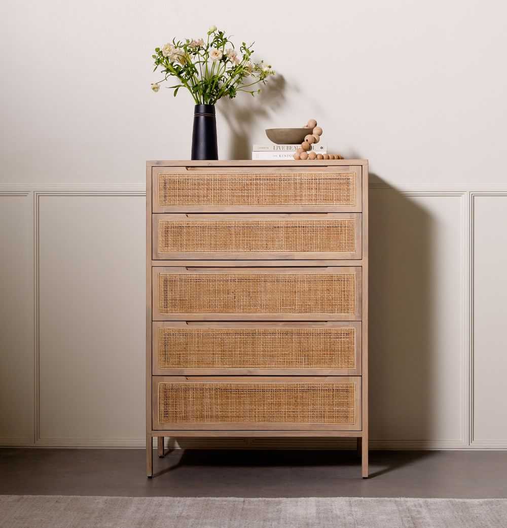 Coastal Woven-Front Tall Dresser