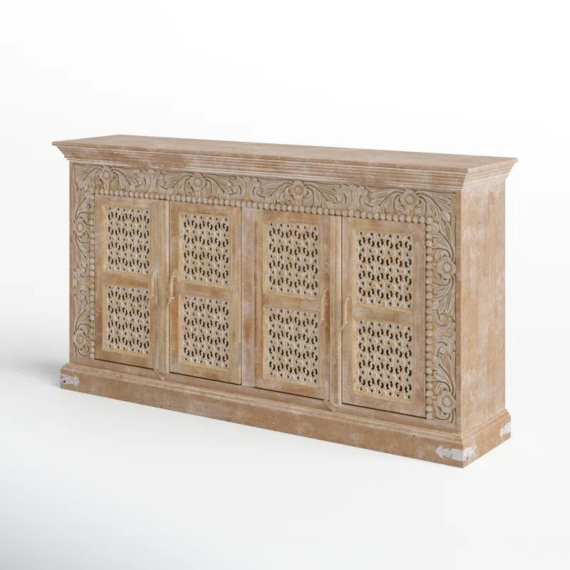 Hand-Carved Wooden Sideboard