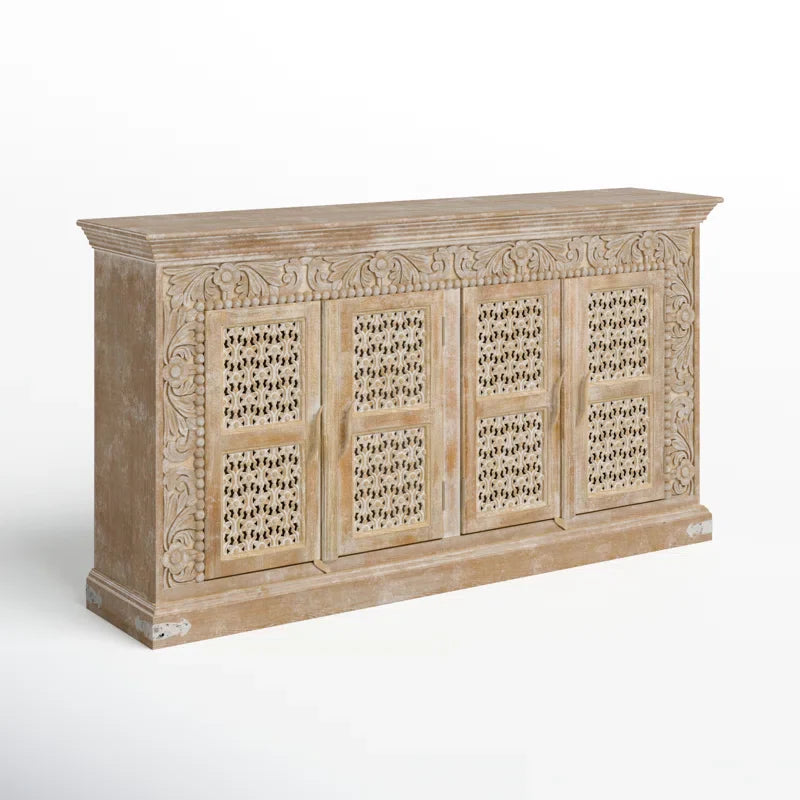 Hand-Carved Wooden Sideboard