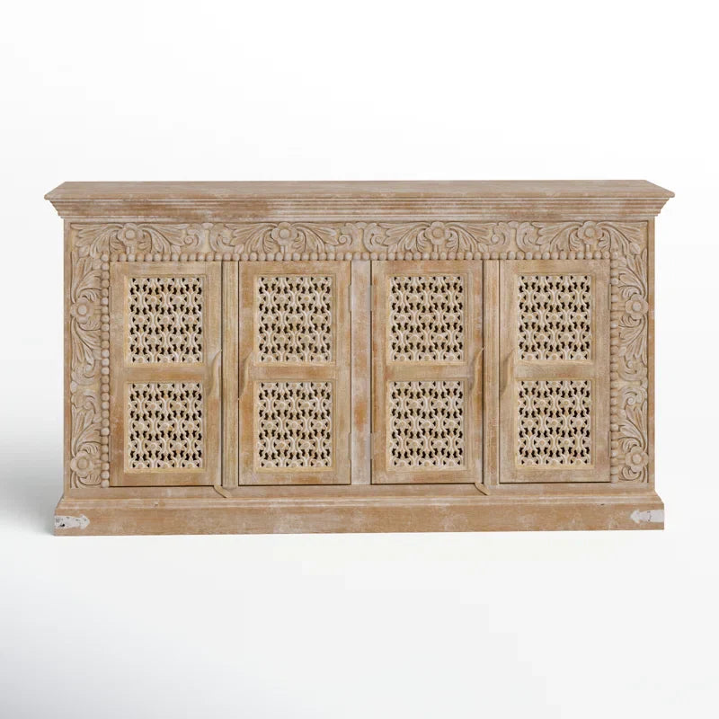 Hand-Carved Wooden Sideboard