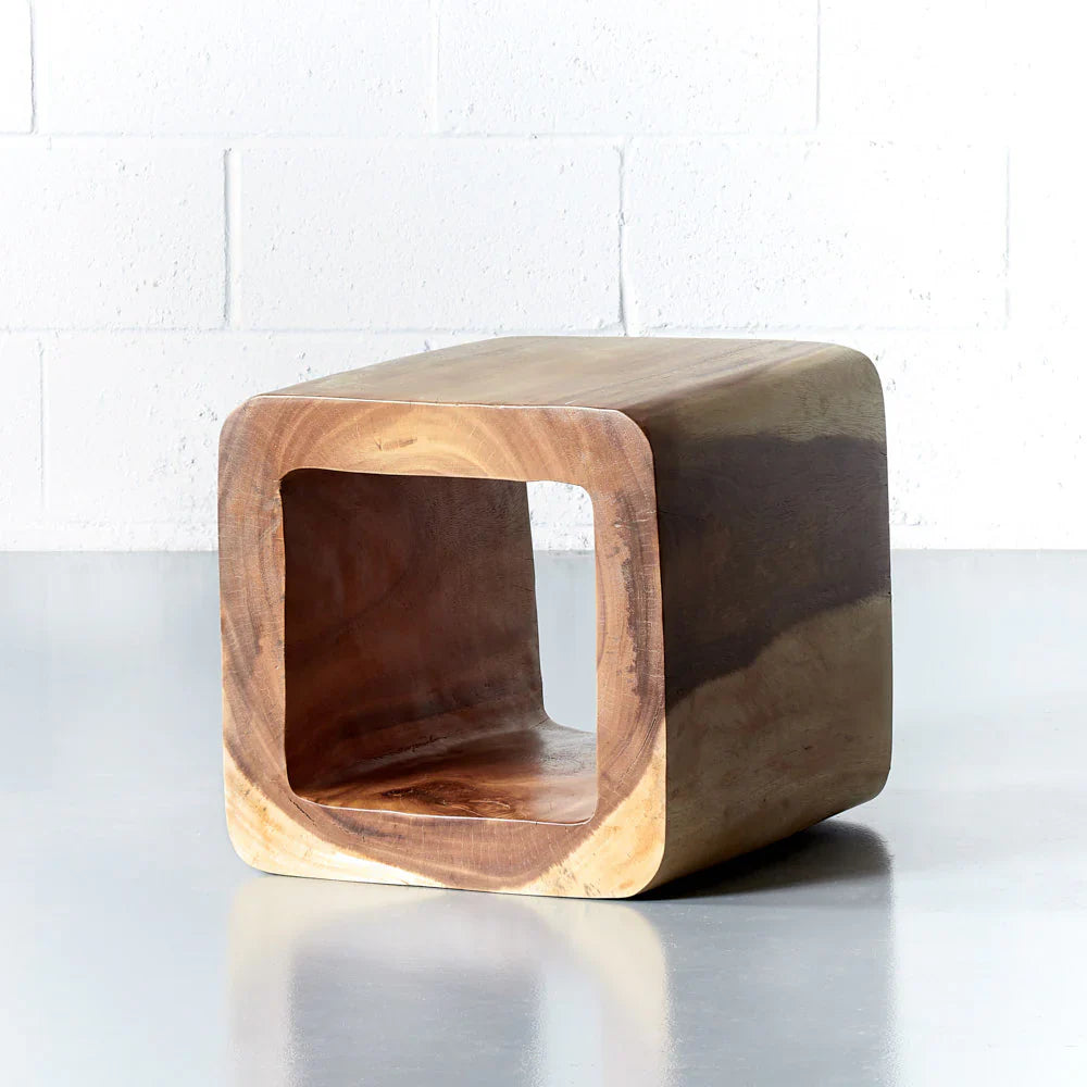 Curved Cube Solid Wood Nightstand