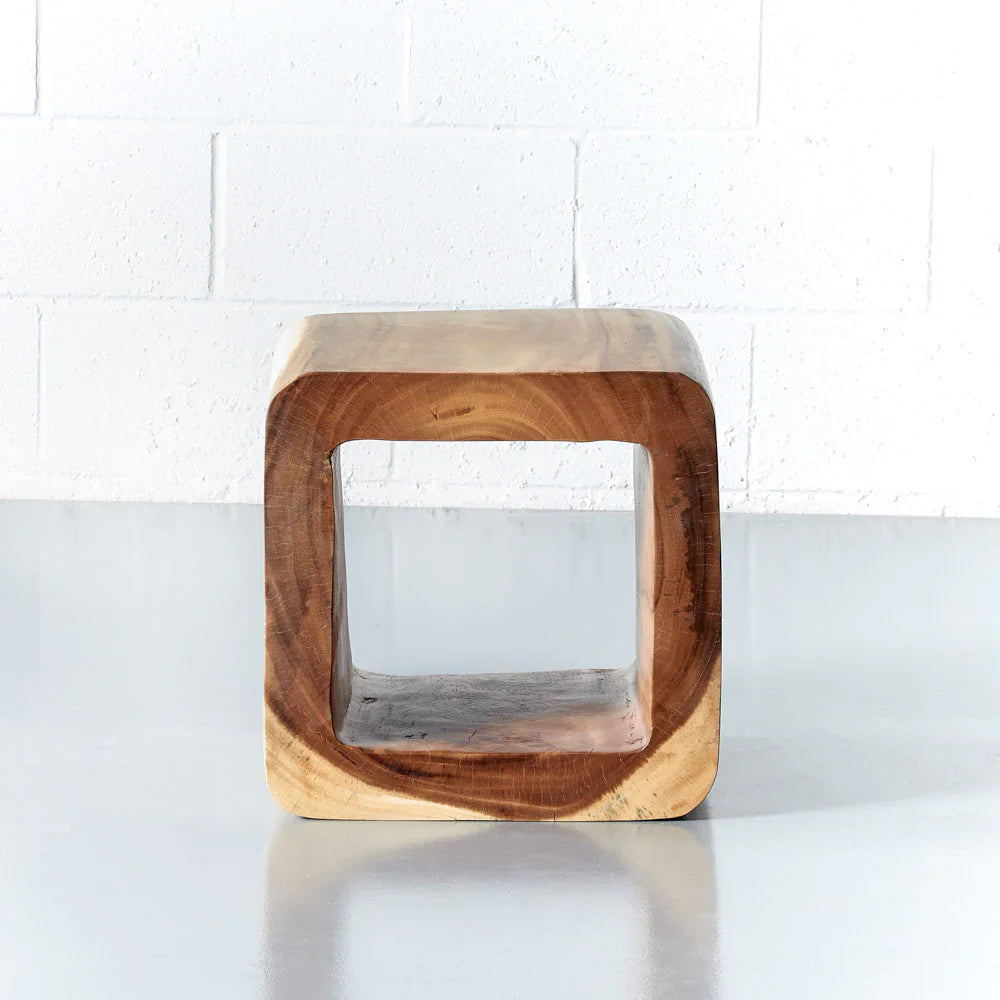 Curved Cube Solid Wood Nightstand