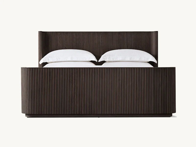 Wholesale Bedroom European White Oak Bed Faddish Striated With Footboard