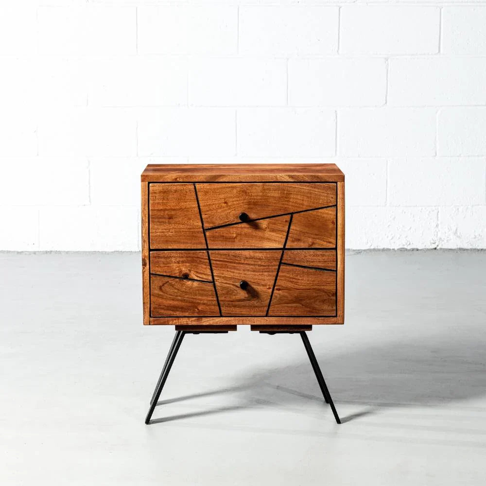 Asymmetric Groove Front Nightstand