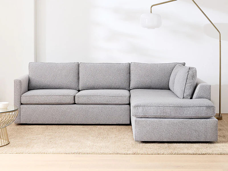 Faddish Harris Bumper Chaise Fabric Sectional Couch Sofa Harmony Ottoman Linen Sectional Couch Sofa