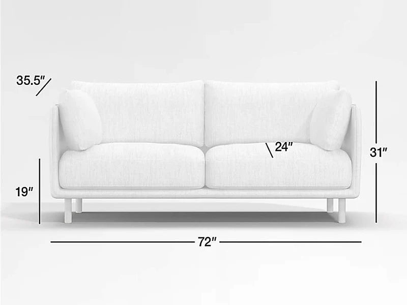 Andes 2-Piece Bumper Chaise Fabric Sectional Couch Sofa Marin Bumper Fabric Sectional Couch Sofa