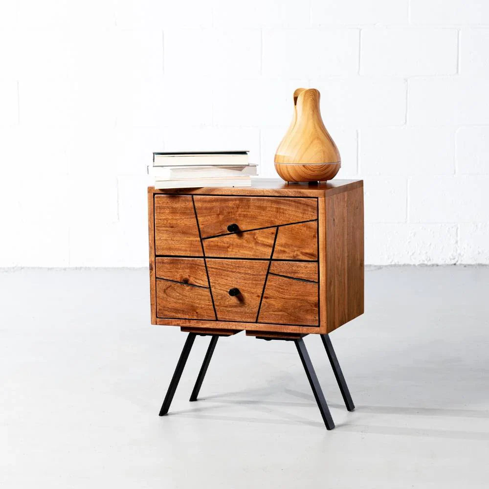Asymmetric Groove Front Nightstand