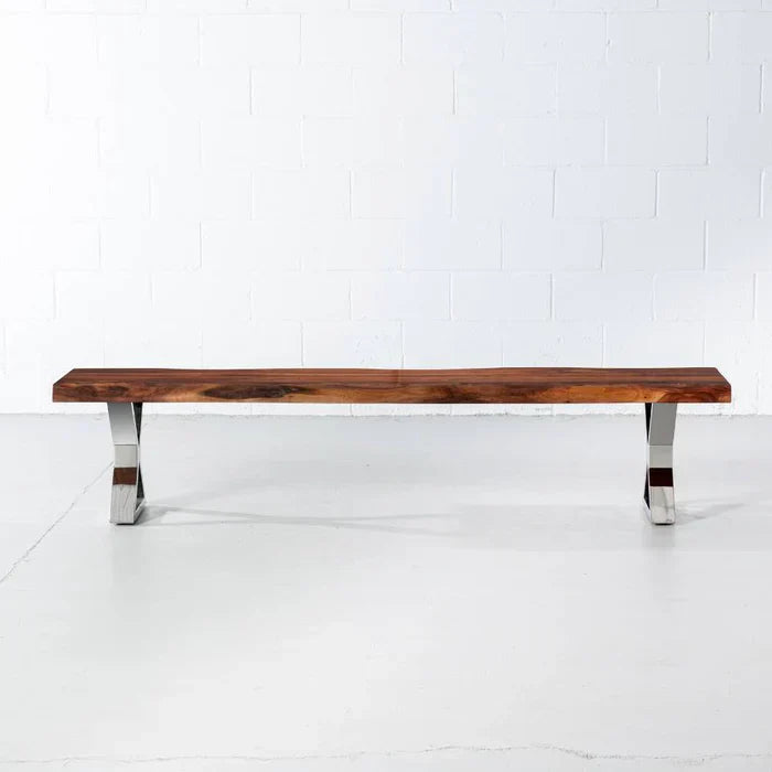 Live Edge Wood & Steel Bench