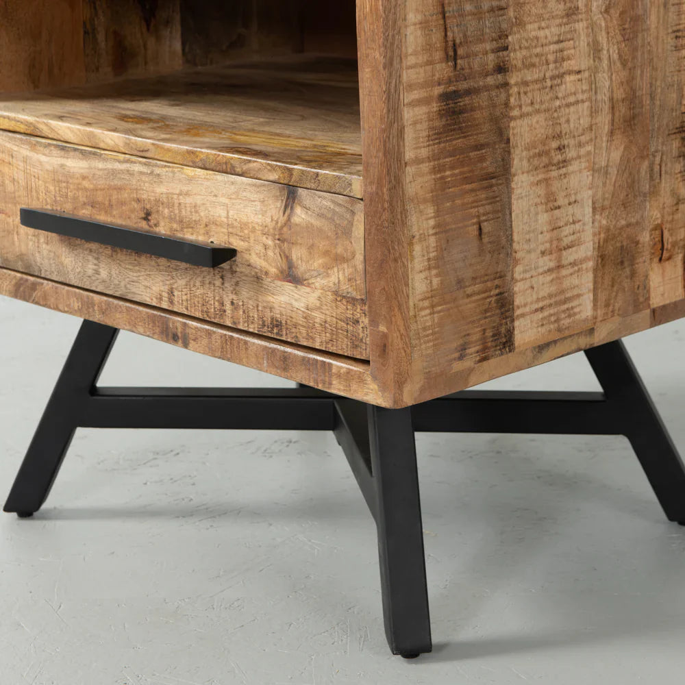 Industrial Cross-Leg Nightstand