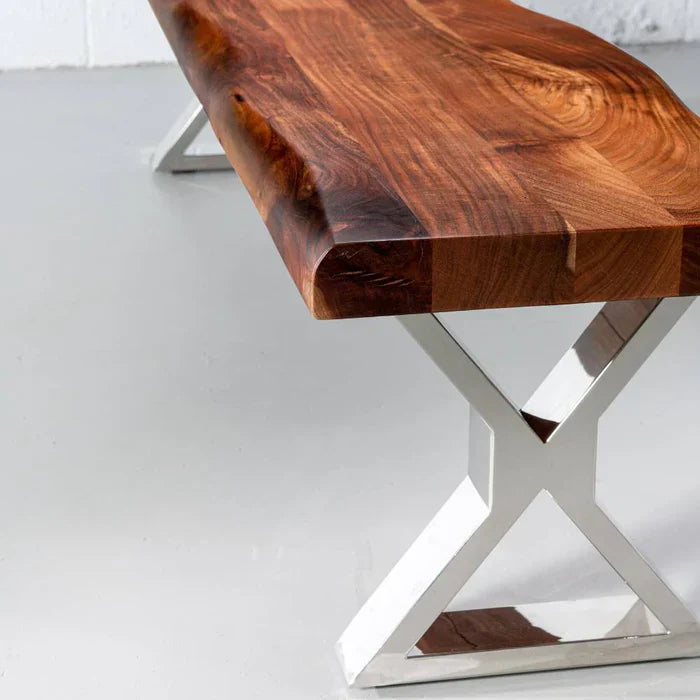 Live Edge Wood & Steel Bench