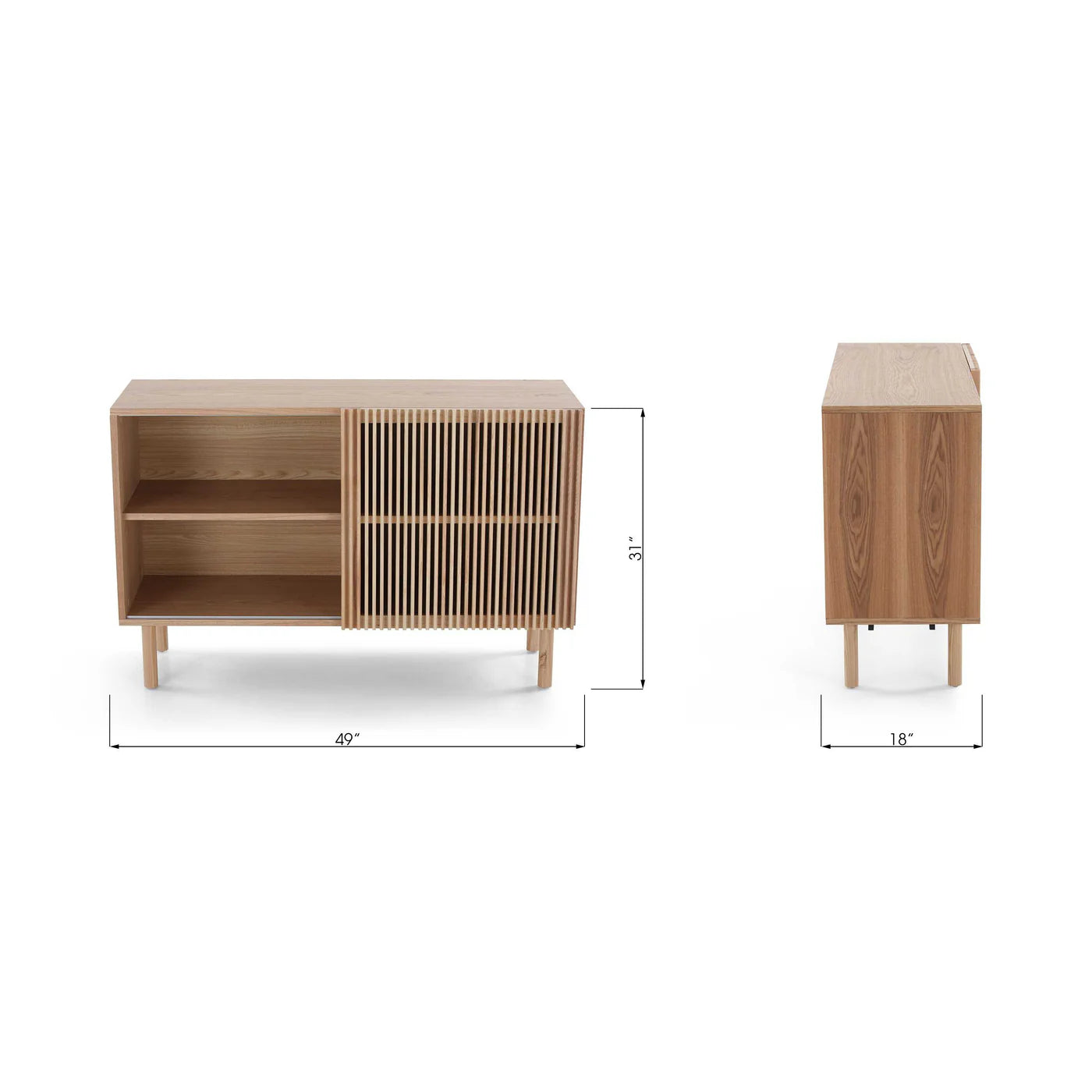 Modern Slatted Wooden Sideboard