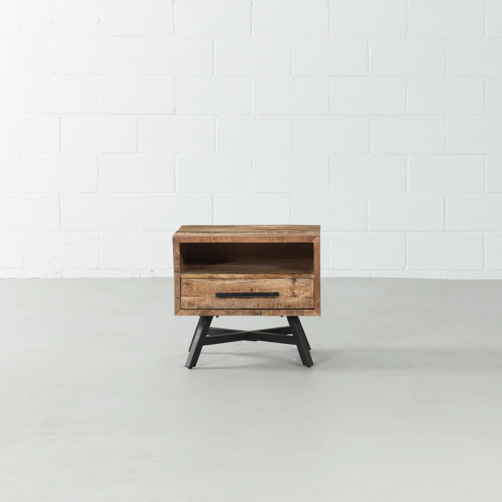 Industrial Cross-Leg Nightstand
