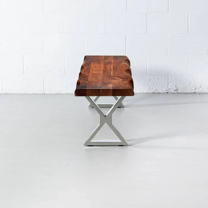 Live Edge Wood & Steel Bench