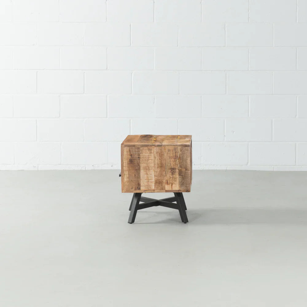 Industrial Cross-Leg Nightstand