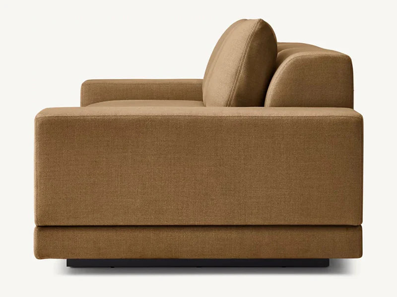 Modern Brown Linen Fabric and Feather Sofa with 3 Seats