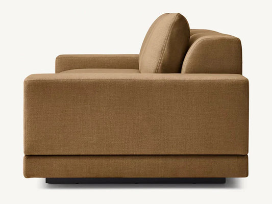 Modern Brown Linen Fabric and Feather Sofa with 3 Seats