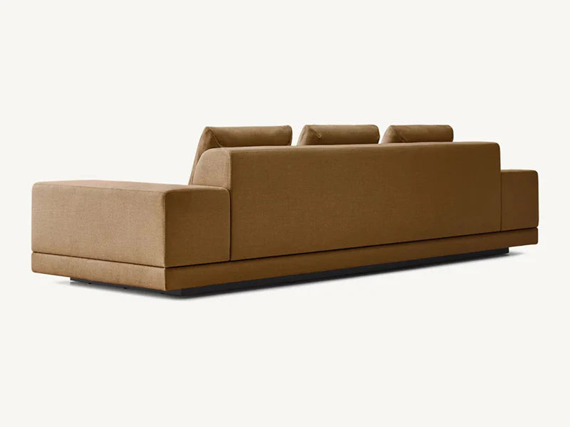 Modern Brown Linen Fabric and Feather Sofa with 3 Seats