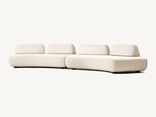 Modern White Linen Fabric and Feather Sofa