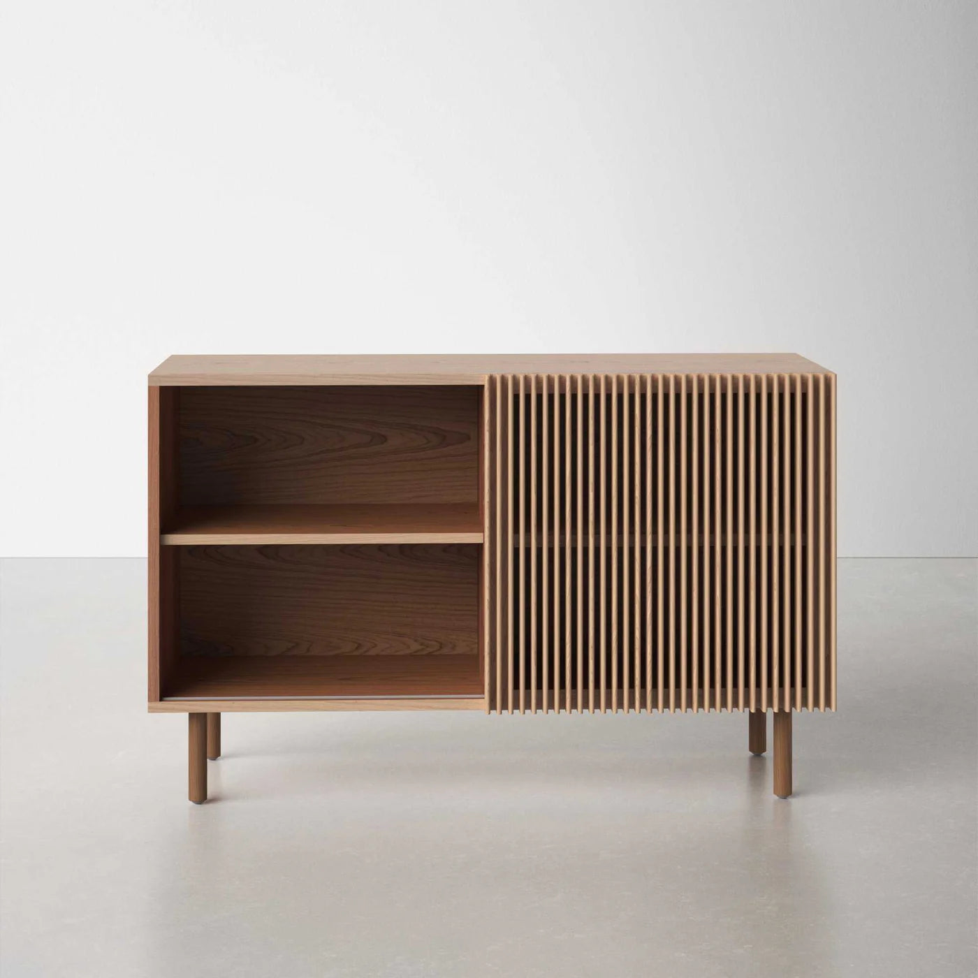 Modern Slatted Wooden Sideboard