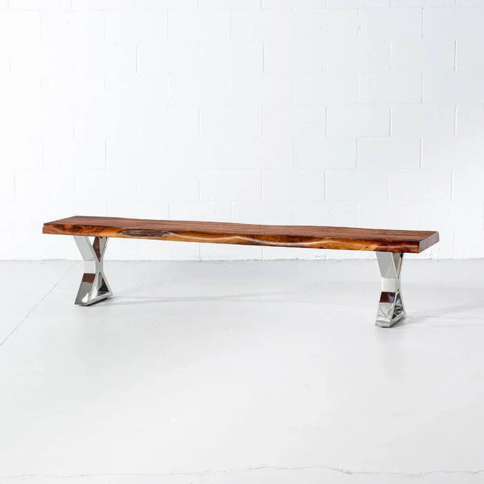 Live Edge Wood & Steel Bench