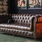 Faddish Antique Style Top Grain Leather Sofa Chesterfield Leather Sofa Set Living Room