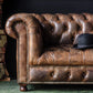 Faddish Antique Style Top Grain Leather Sofa Chesterfield Leather Sofa Set Living Room
