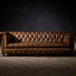 Faddish Antique Style Top Grain Leather Sofa Chesterfield Leather Sofa Set Living Room