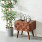 Geometric Carved Wood Nightstand