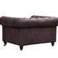 Buffalo leather Chesterfield Arm Chair - Dark Brown Leather