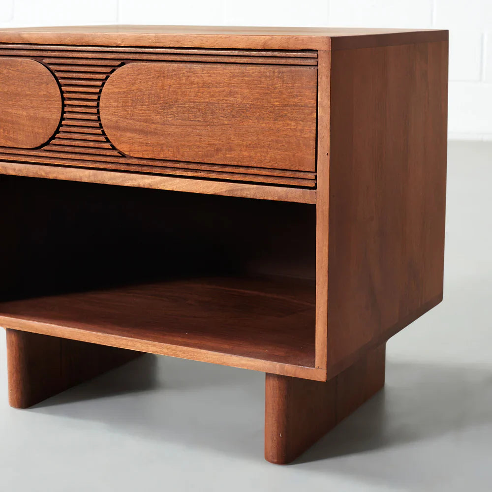 Mid-Century Circle Carve Nightstand