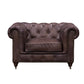 Buffalo leather Chesterfield Arm Chair - Dark Brown Leather