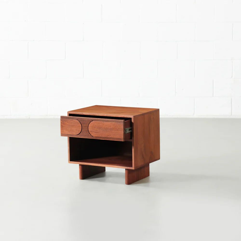 Mid-Century Circle Carve Nightstand
