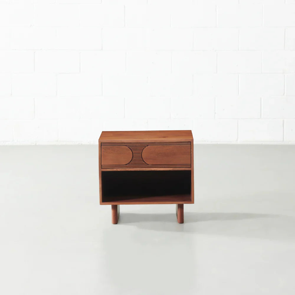 Mid-Century Circle Carve Nightstand