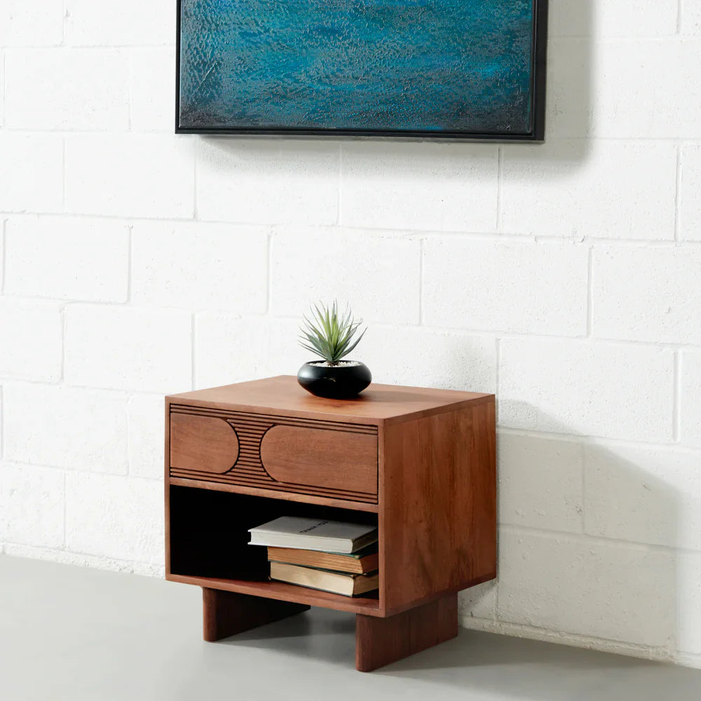 Mid-Century Circle Carve Nightstand