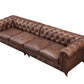 Buffalo Leather Chesterfield Sofa - Bark Brown Leather - 120