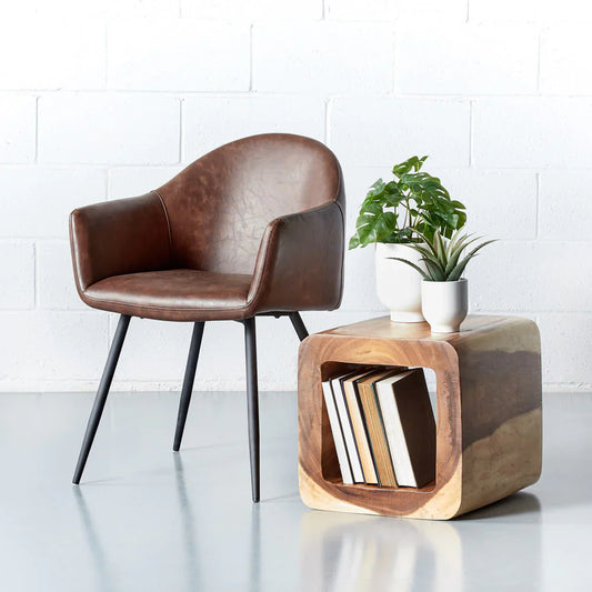 Curved Cube Solid Wood Nightstand