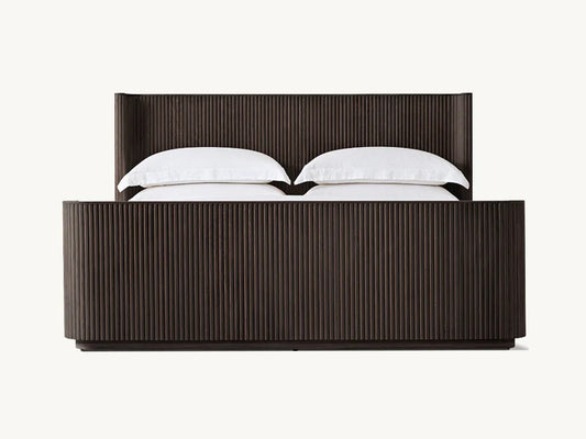 Wholesale Bedroom European White Oak Bed Faddish Striated With Footboard
