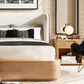 Faddish Madero Modern Oak Wooden Bed Wholesale Custom Color Bed With Fabric Shelter