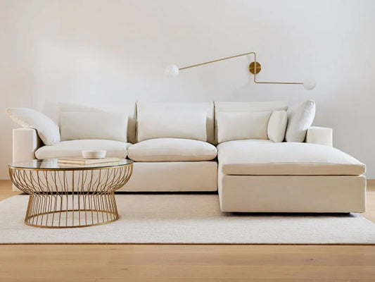 Harmony 3-Piece Ottoman Linen Sectional Couch Sofa Sectional Custom Size Sectional Couch Sofa