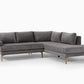 Andes 2-Piece Bumper Chaise Fabric Sectional Couch Sofa Marin Bumper Fabric Sectional Couch Sofa