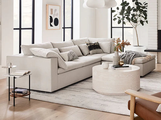 Andes 2-Piece Bumper Chaise Fabric Sectional Couch Sofa Marin Bumper Fabric Sectional Couch Sofa