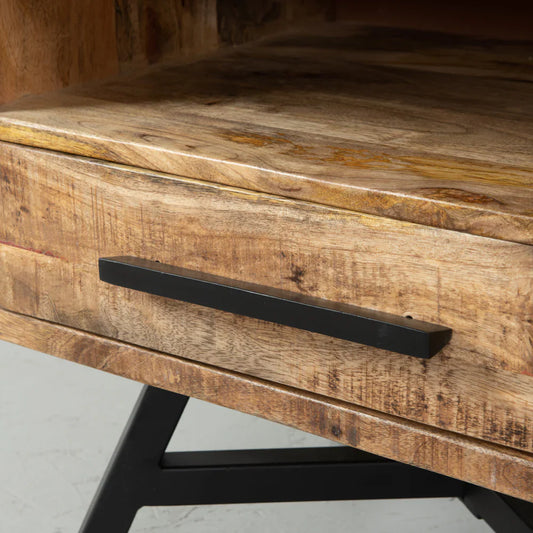 Industrial Cross-Leg Nightstand