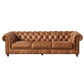 Buffalo Leather Chesterfield Sofa - Light Brown Leather