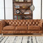 Buffalo Leather Chesterfield Sofa - Light Brown Leather