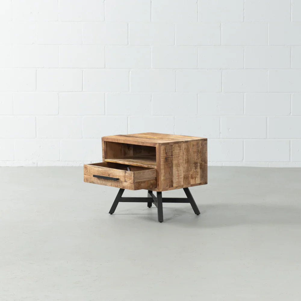 Industrial Cross-Leg Nightstand