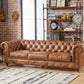 Buffalo Leather Chesterfield Sofa - Light Brown Leather