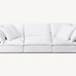 Modern White Linen Fabric and Feather Sofa with 3 Seats