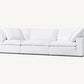 Modern White Linen Fabric and Feather Sofa with 3 Seats
